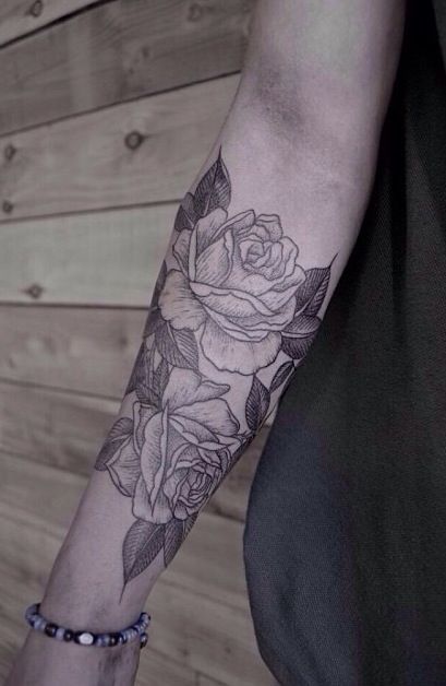Pair of White Rose Tattoos
