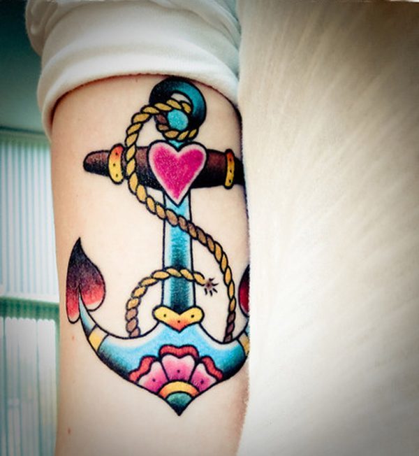 Colorful Best Anchor Tattoo Designs