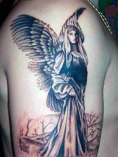 Best Angel Tattoo Designs in Dark Medieval Style