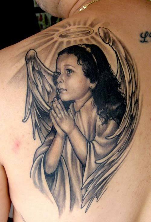 Photo Realistic Praying Baby Angels Tattoo