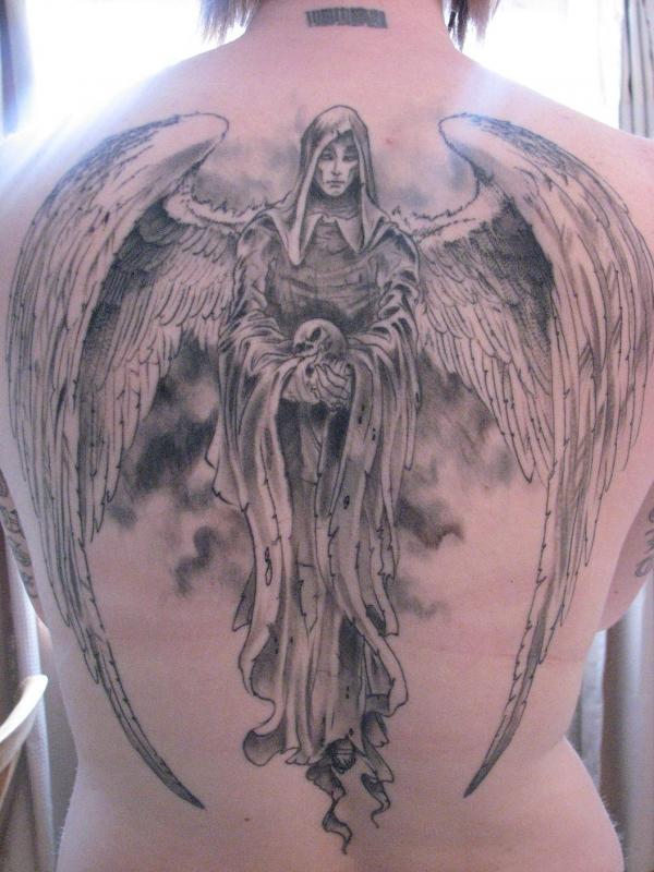 Grim Reaper Style Guardian Angel Tattoos