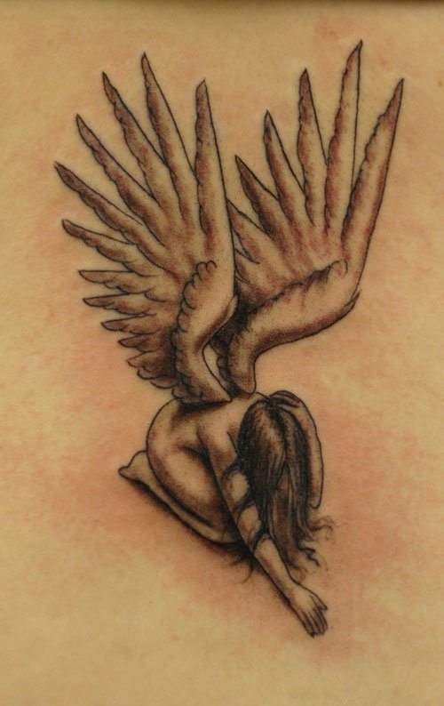 Simple Tattoo Design with Fallen Angels
