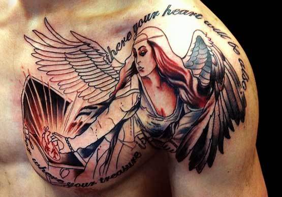 Angel Wing Tattoos with Heart