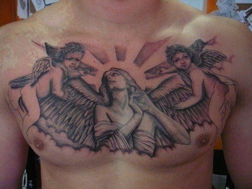 Baby Angel Tattoo on Chest