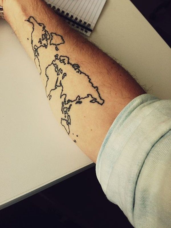 Land Mass Outline cool Arm Tattoos