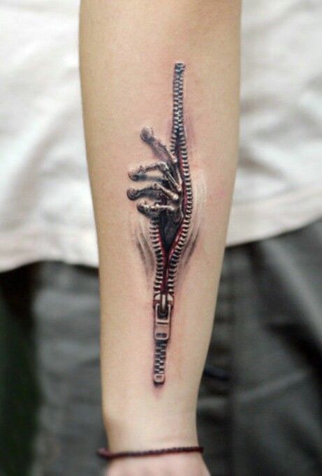 Zipped Open Arm Arm Tattoos, tattoo designs