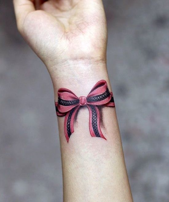 Lace bow tattoo style