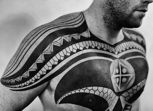 chest tattoos, tribal chest tattoo