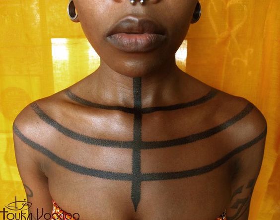 Chest Tattoo, geometric chest tattoo