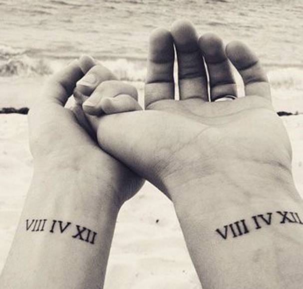 Roman Numerals Matching Couple Tattoos