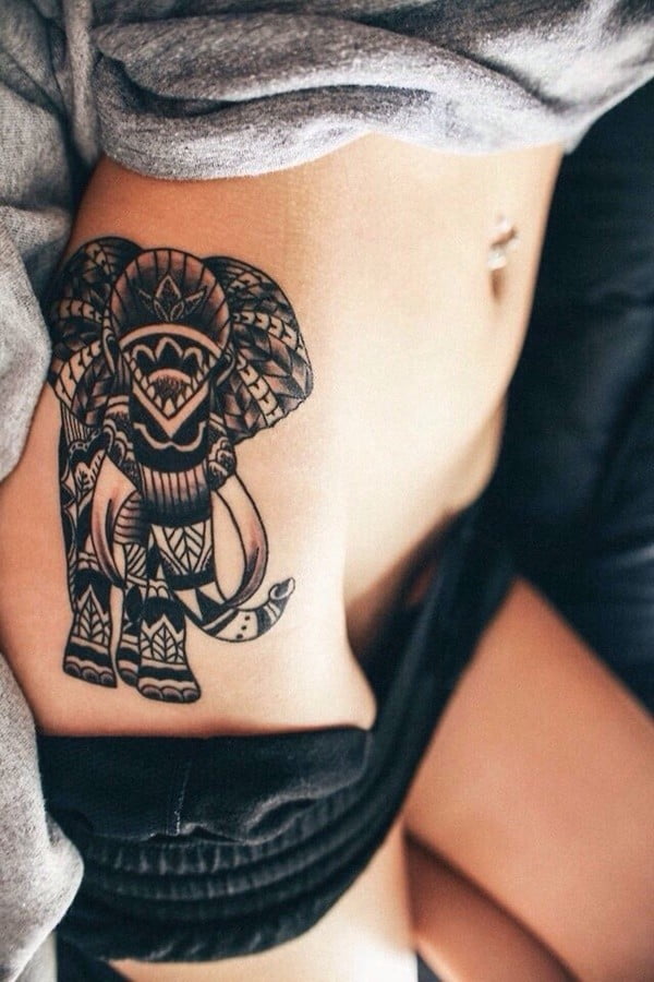 Patterned Elephant Tattoo Designs