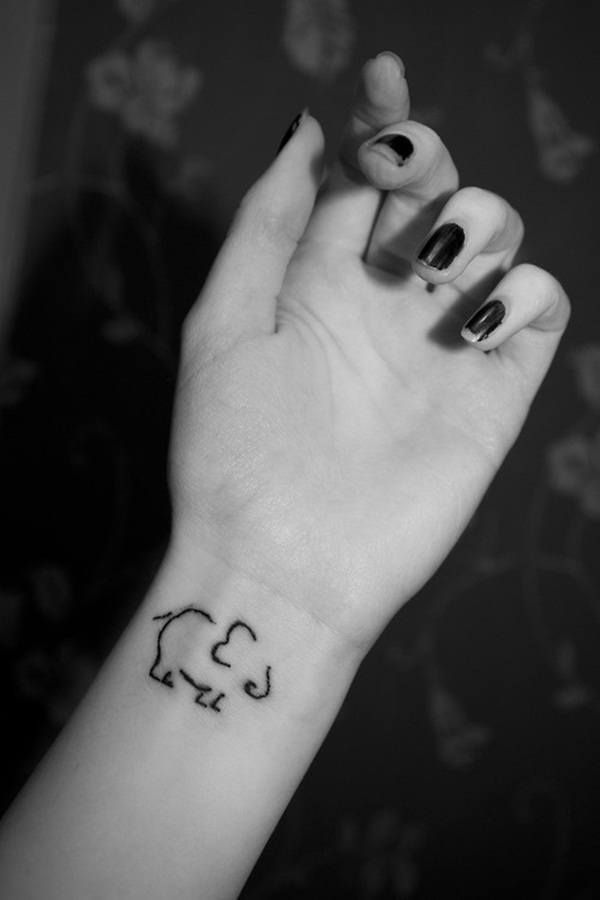 Very Simple Elephant Outline Tattoo Design