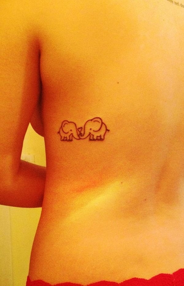 Cute Cartoon Elephant Outline Tattoo