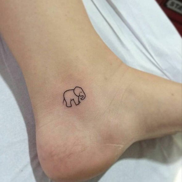 A small elephant tattoo on the ankle