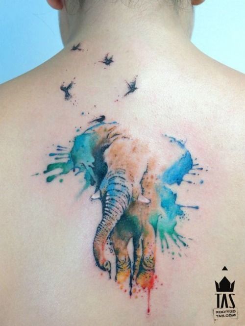 Watercolor Elephant Tattoo Designs