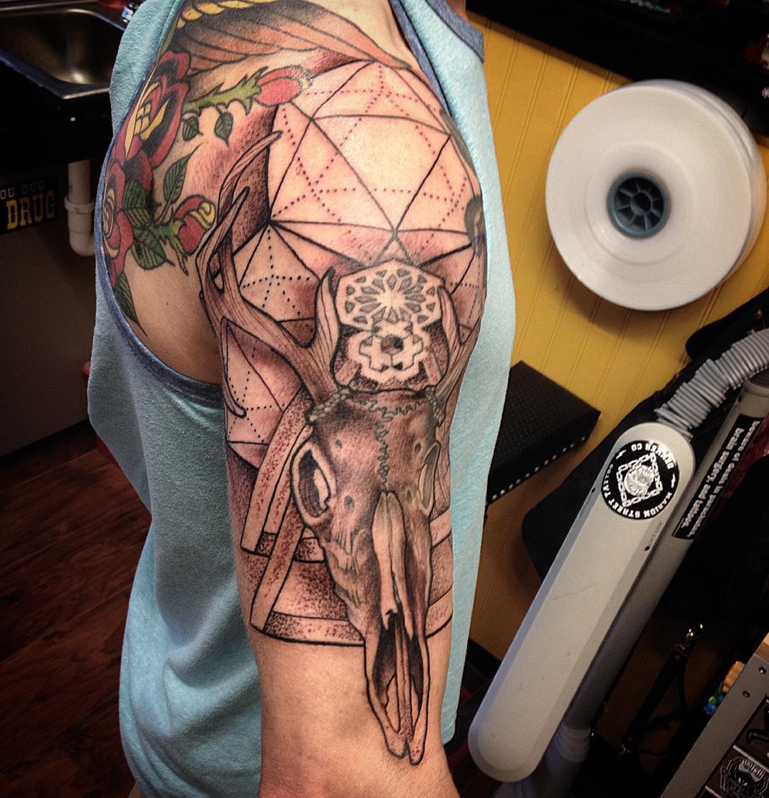 Big deer skull tattoo