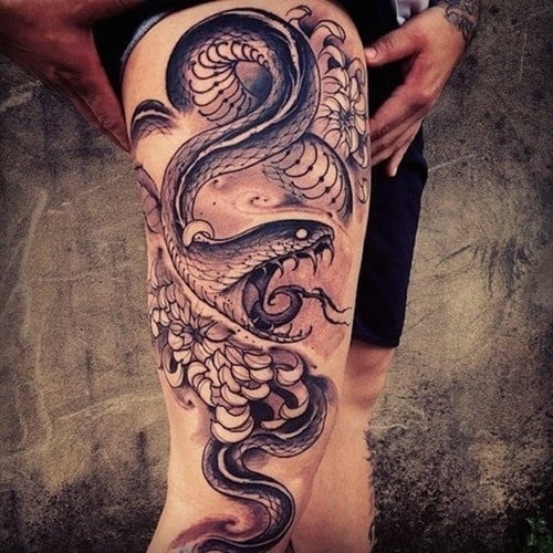 thigh tattoo and snake thigh tattoos