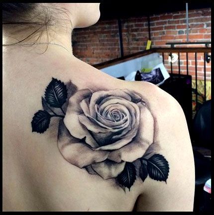 Black silhouette roses and leaves rose tattoo Vector Image