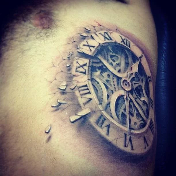 3D Stone Star Elbow Tattoo
