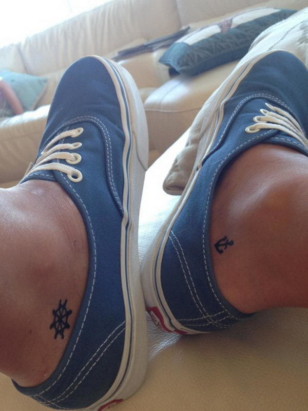 Split Matching Symbols Anchor Tattoo