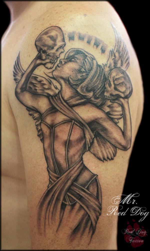 Awesome Holy Guardian Angel Tattoo