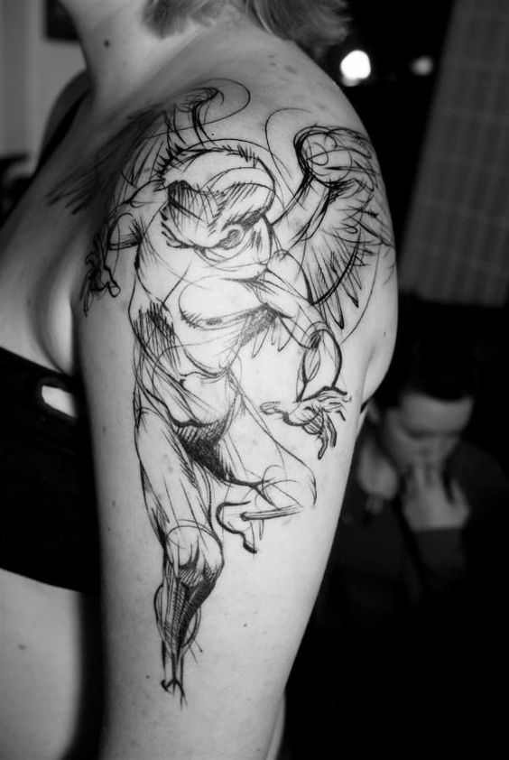 Unusual Angel Wing Tattoo