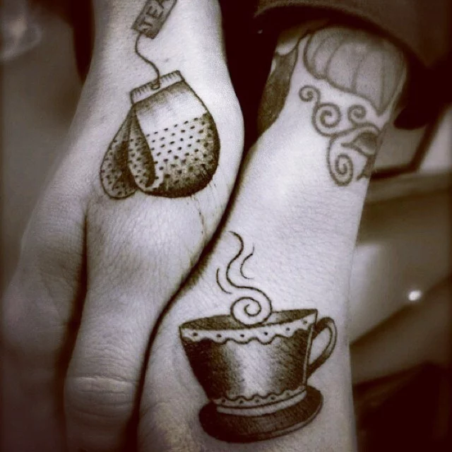 Perfectly Brewed Cup of Tea Couple Tattoo Designs
