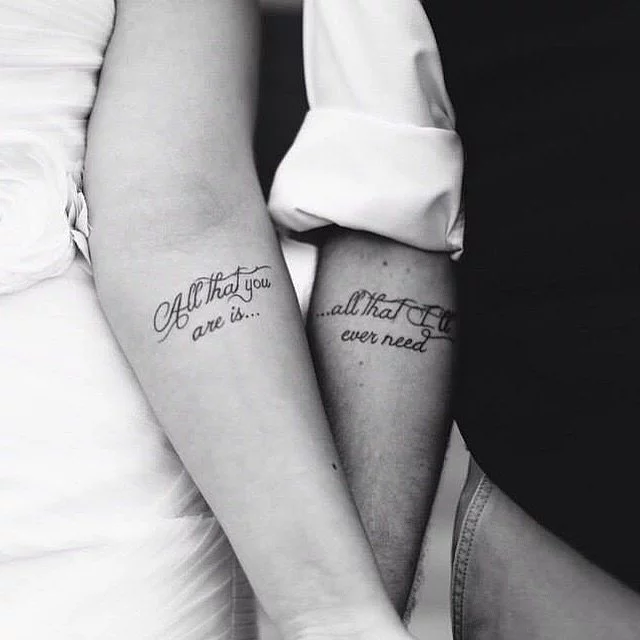Sweet Quote Matching tattoos for couples