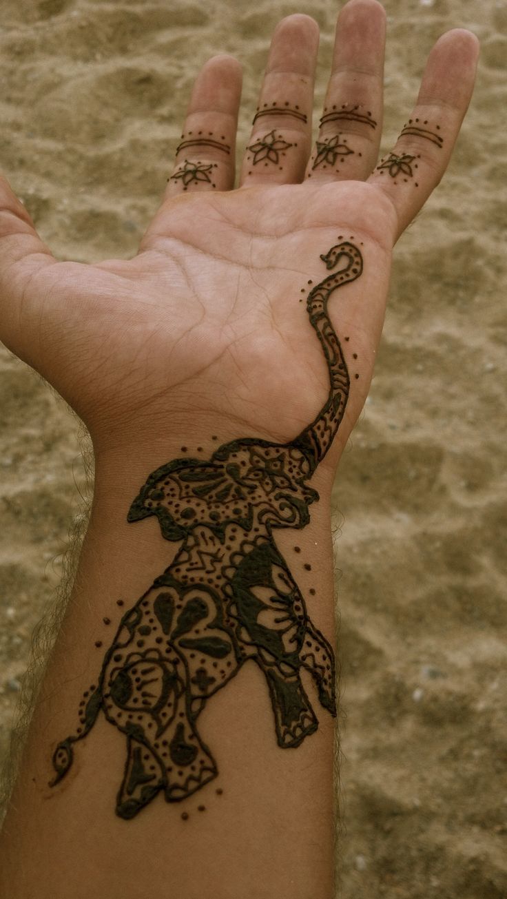 Mandala Elephant Tattoo on Wrist-Hand-Finger