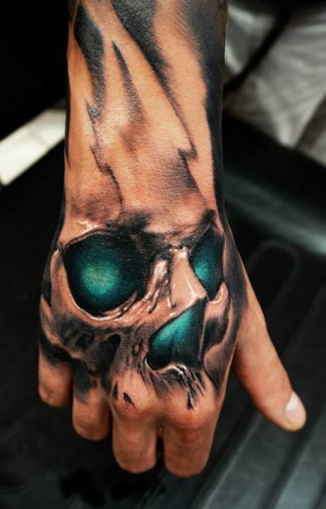 Awesome skull tattoo on a guy’s hand