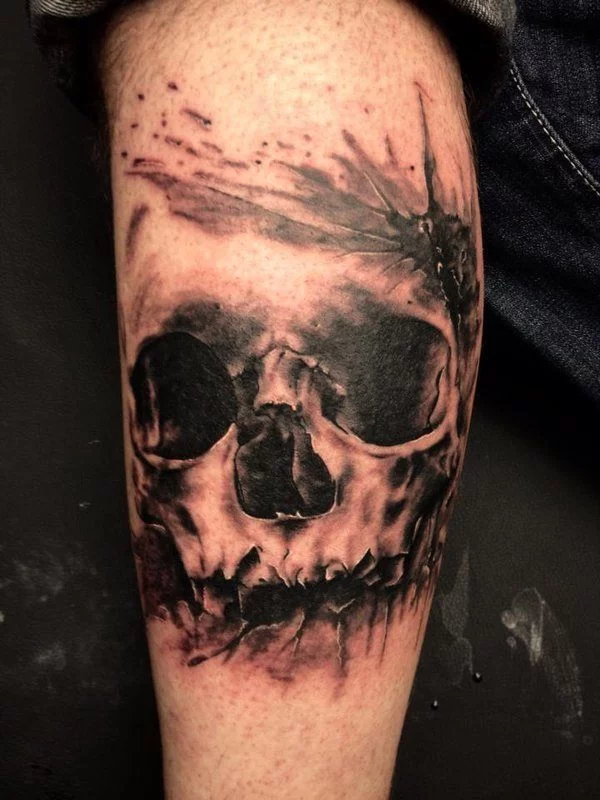 Black cruel skull tattoos