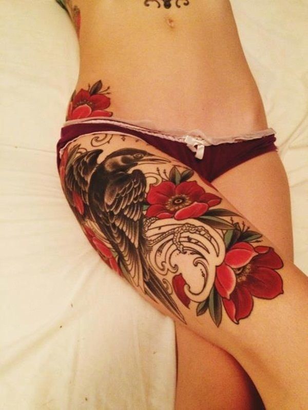 Pretty Thigh Tattoos For Females