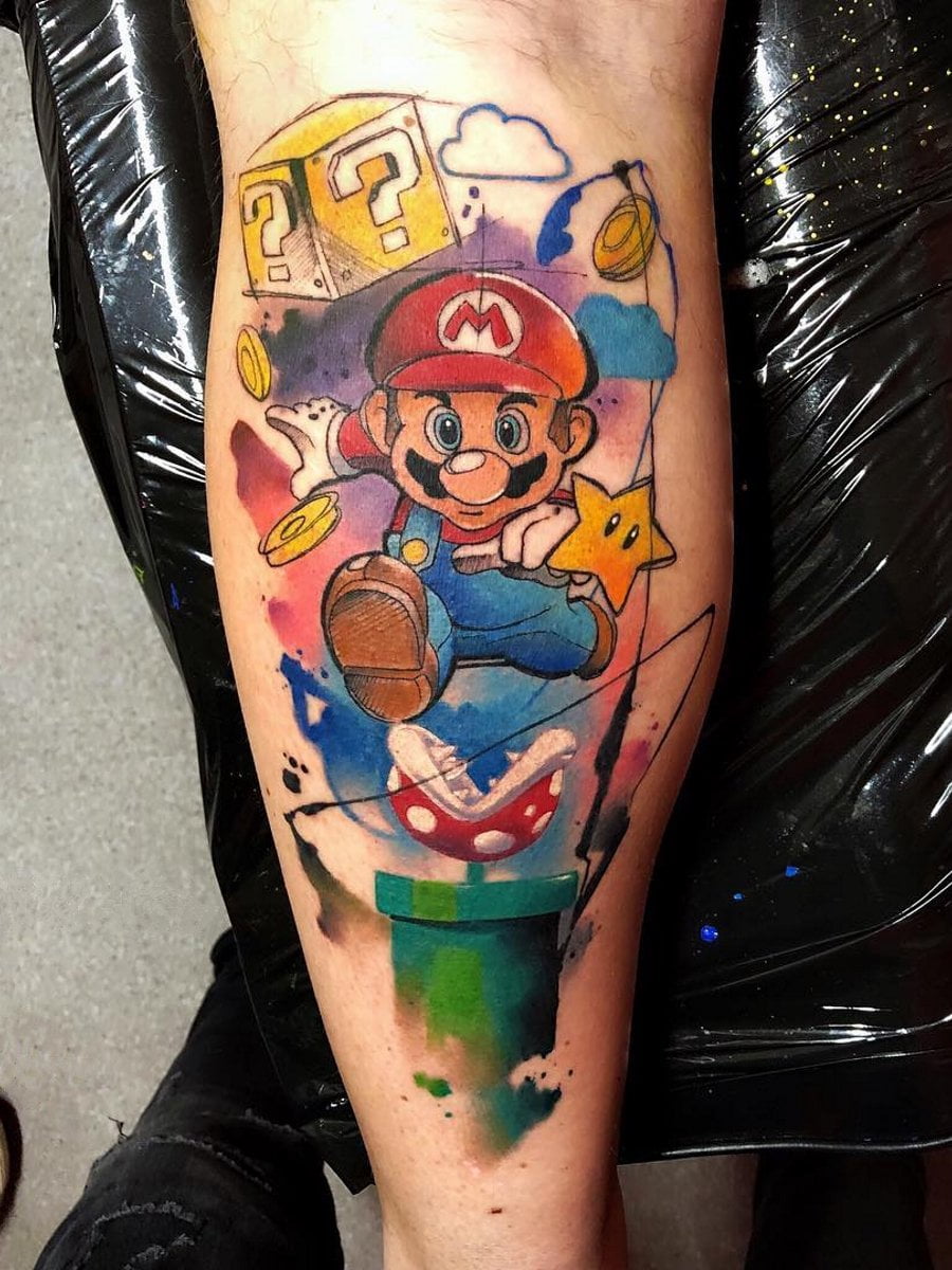 16 Cool and Geeky Mario Tattoos  Tattoodo