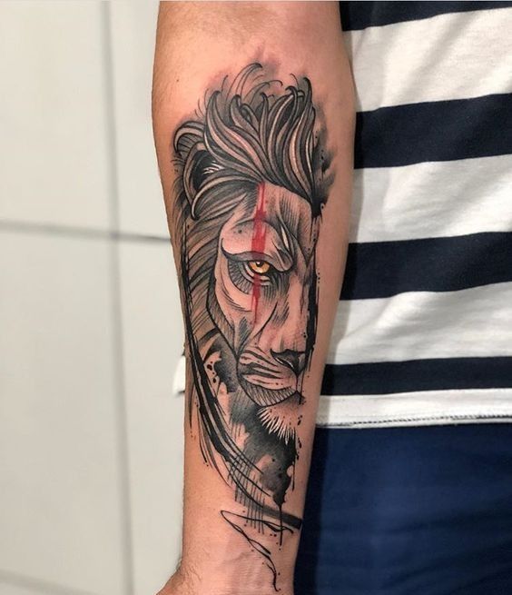 forearm tattoo, lion tattoo