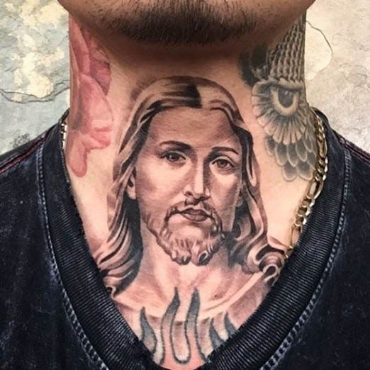 Religious Neck Tattoo