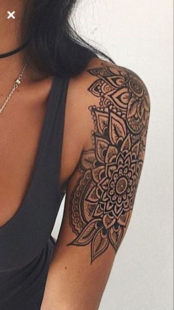 Large Mandala Floral Patterned Shoulder Tattoos