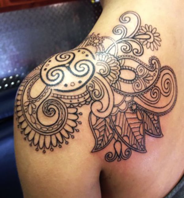 Mandala Inspired Bold Small Shoulder Tattoos