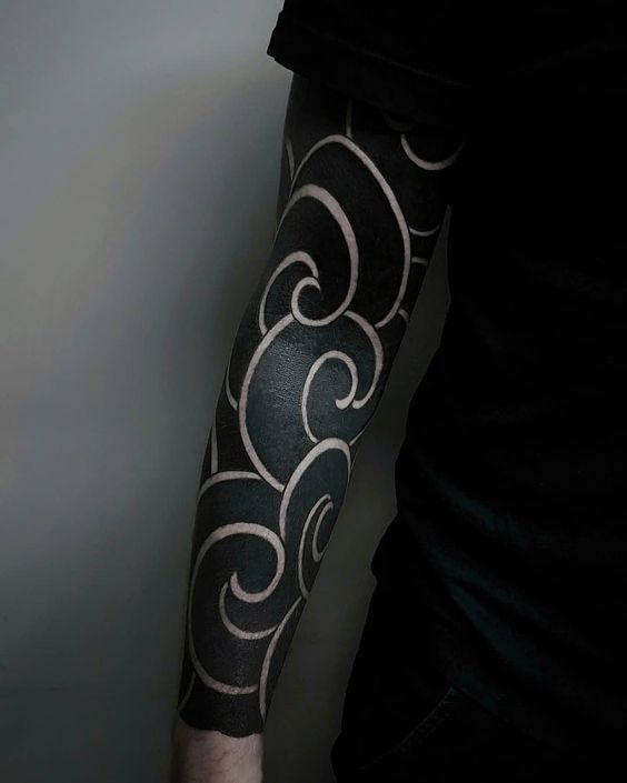 Black And White Forest Tattoo On Full Sleeve by Sergio Sanchez