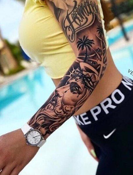 Tattoo Sleeve by tattoo artist, jesus sleeve tattoo