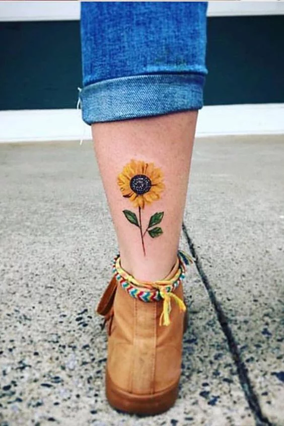 Sunflower Tattoo Ankle Tattoo  Sunflower tattoo small Sunflower tattoos Sunflower  tattoo