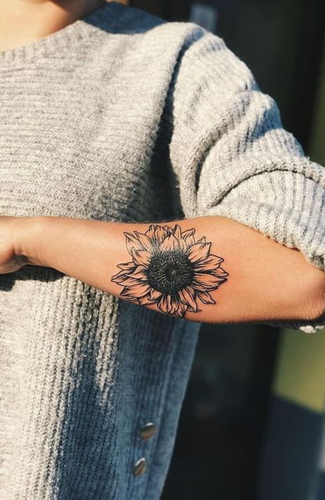 arm sunflower tattoo