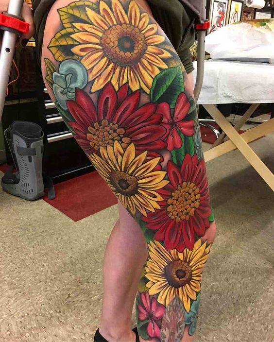 traditional sunflower tattoo