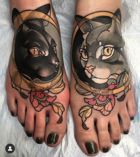 Le Chat Noir and Le Chat Gris Tattoo Design