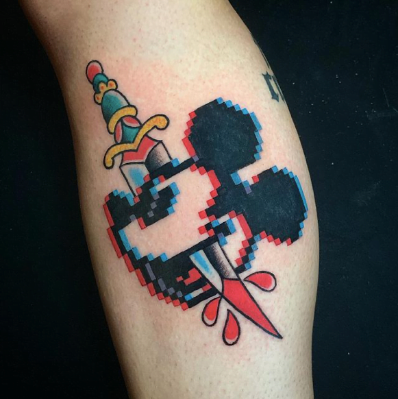 Bloody Knife Mickey Mouse Disney Tattoo for the Dark Souls Disney Tattoos