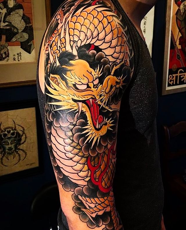 dragon sleeve tattoo