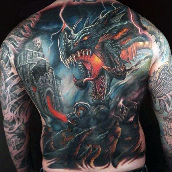 80 Castle Tattoos For Men  Masculine Fortress Designs  Castle tattoo  Tattoos for guys Dragon sleeve tattoos