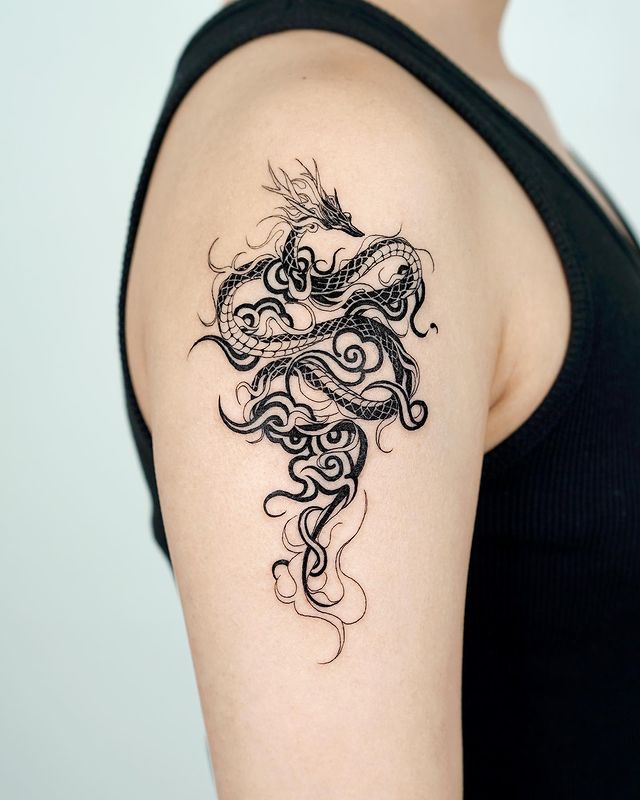 tribal dragon tattoo