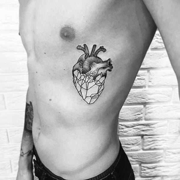 Monochromatic Shaded Human Heart Tattoos for the Brave Hearts
