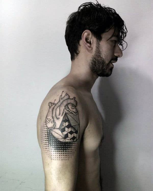 Geometric Design Human Heart Tattoos for Men and Women