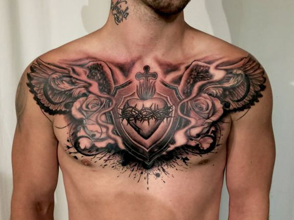 Phoenix Sacred Heart Tattoo Designs for Men and Women